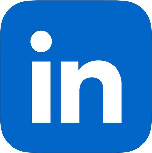 LinkedIn logo in blue and white with the letters 'in' inside a rounded square